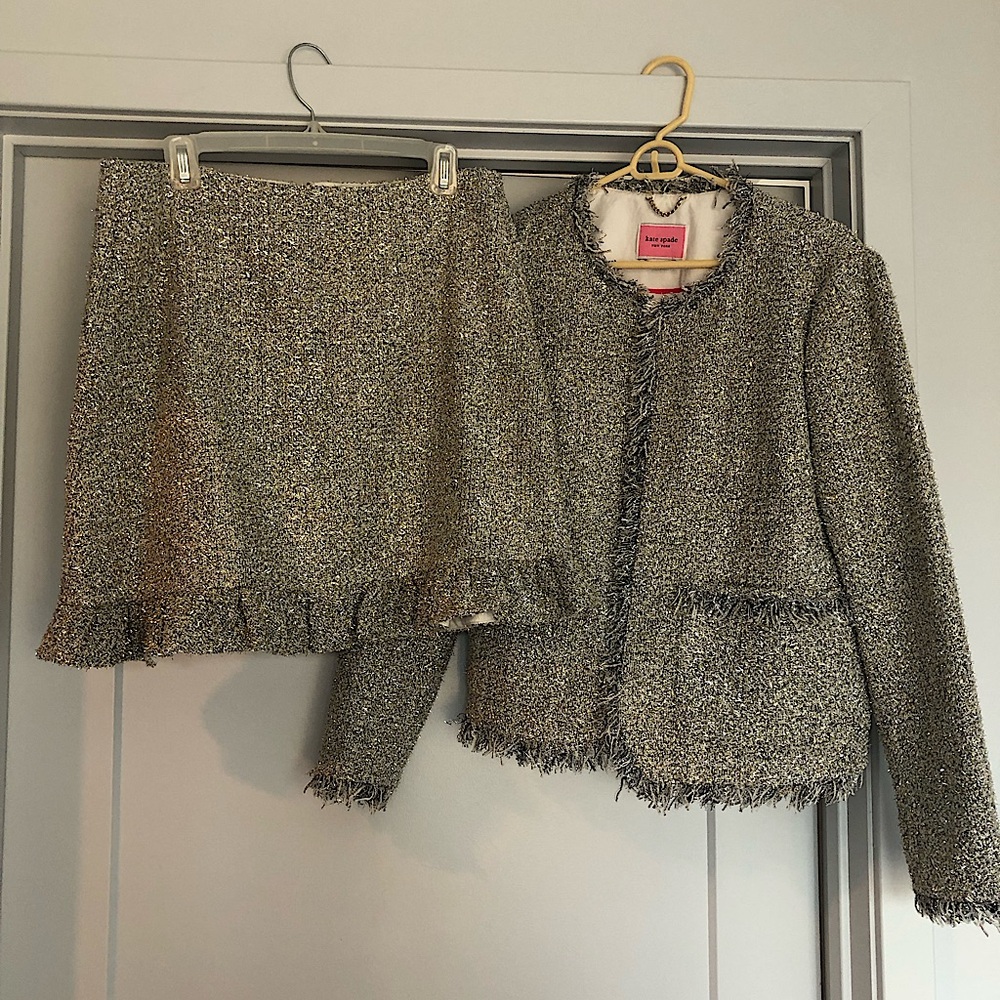 Gorgeous Kate Spade metallic tweed skirt suit set sz14